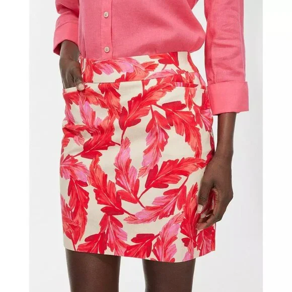 Chico's BRIGITTE SO SLIMMING FEATHER SKORT Sze 1 Medium 8 Red Pink Skirt - Picture 2 of 10